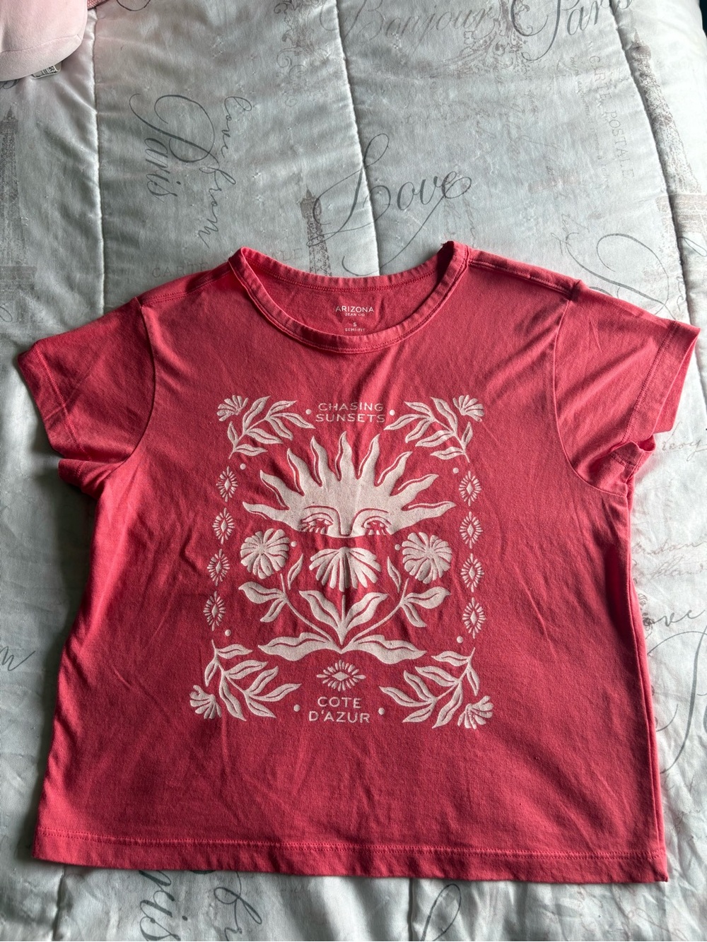 Arizona Jean Company Pink Graphic Crop Tee